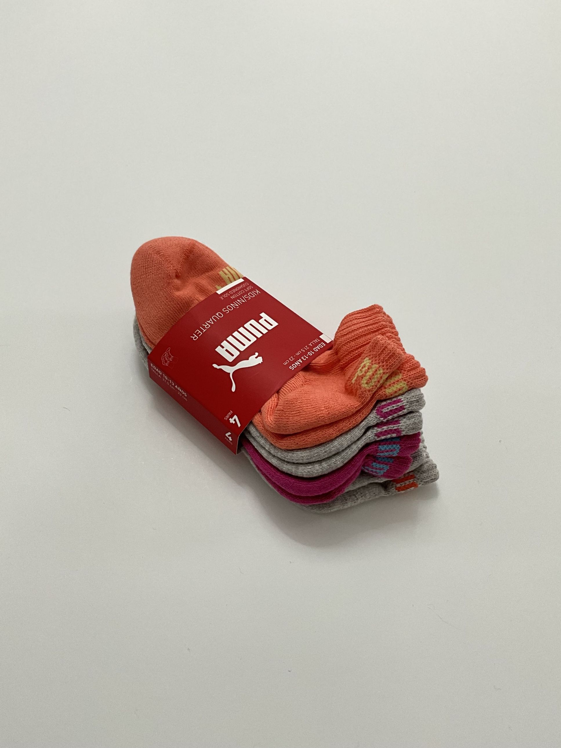 puma002-set-de-4-pares-calceta-gris,-rosa-y-naranja-unitalla  