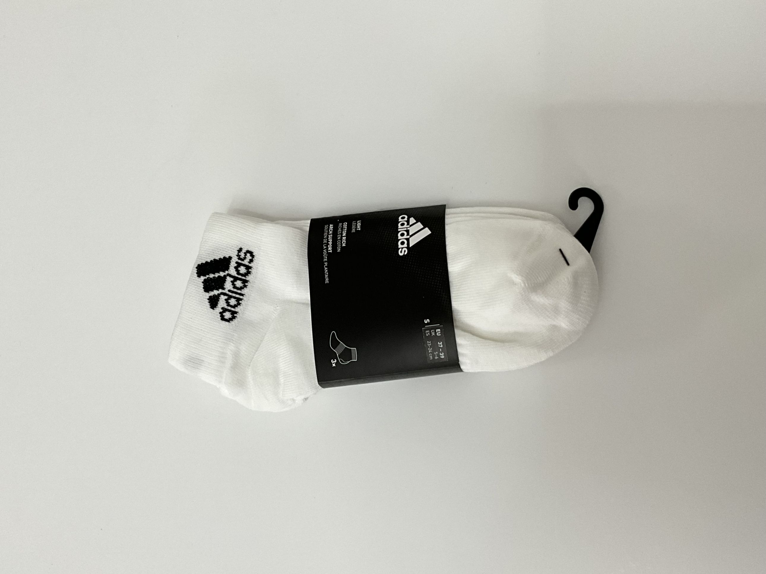 Calceta blanca lisa logo talon negro adidas