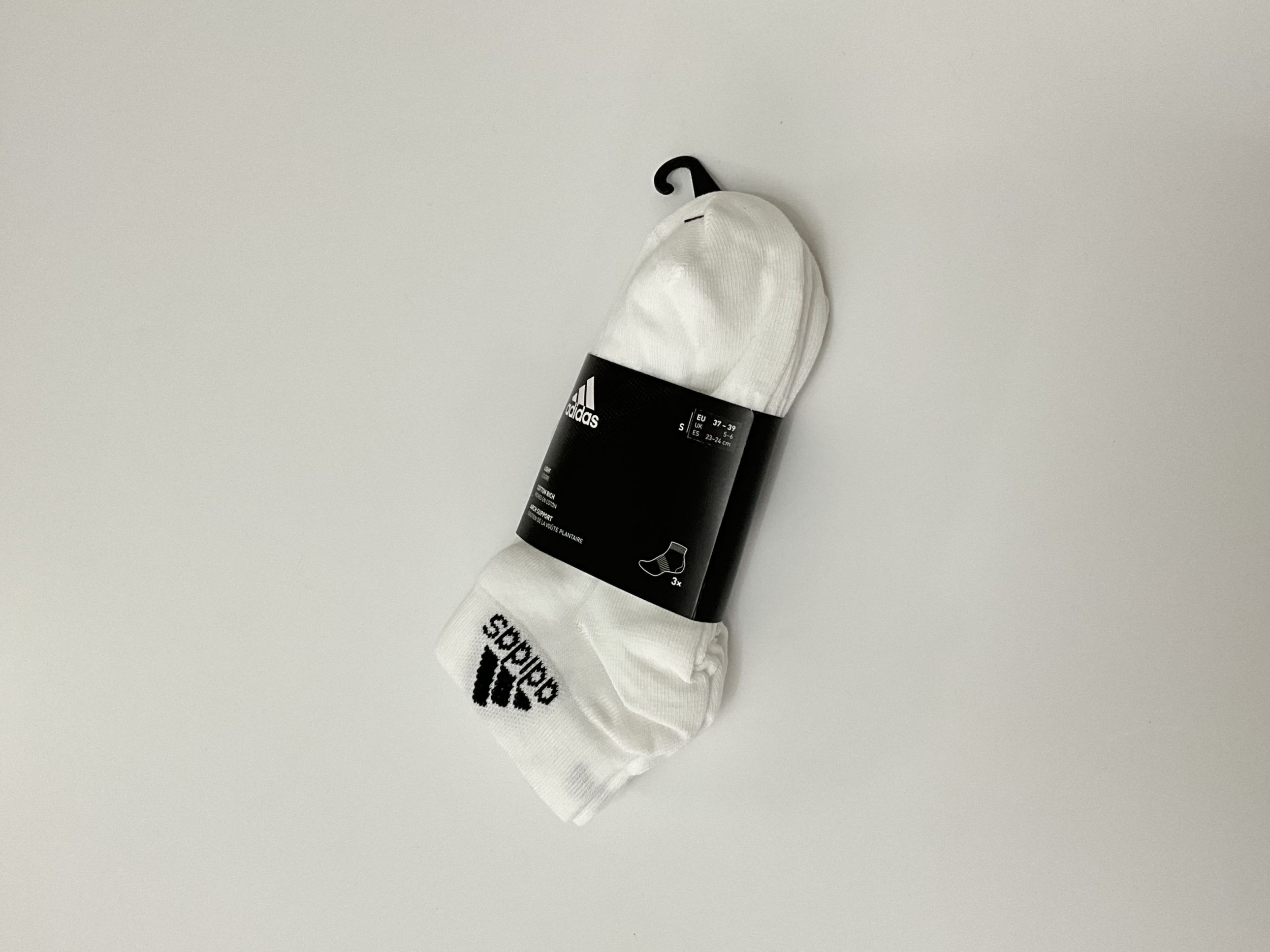 adi003-calceta blanca lisa logo talon negro adidas-s  